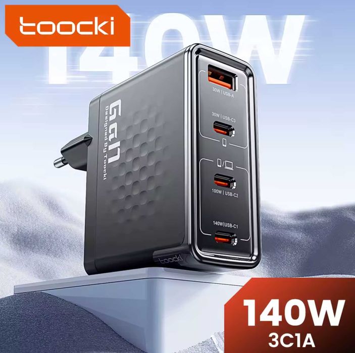 Зарядний пристрій Toocki 140W GaN + кабель 240w 2м