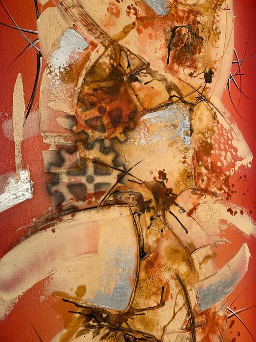 Tela pintura  com relevo 120cm/60cm