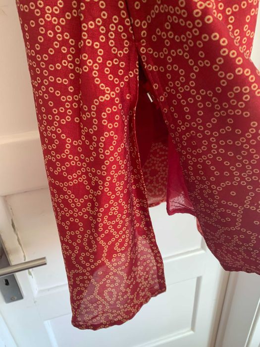 Conjunto indiano Vestido, Lenço Bordeaux e Bege 36