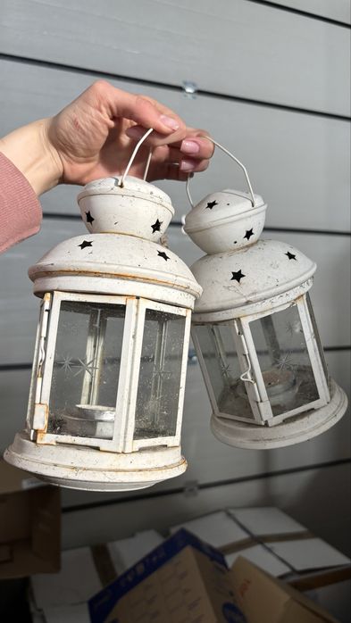 Latarenki ikea 2 szt Lampion Blooma Paros 21 cm biały