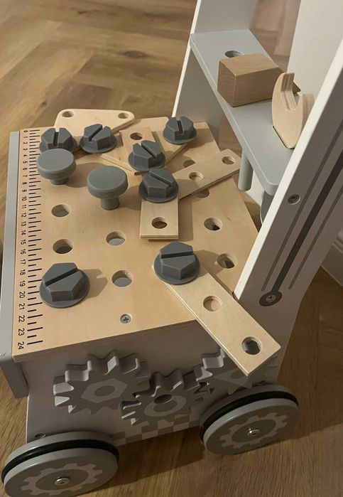 Drewniany Warsztat 3w1 Chodzik Pchacz Wózek Dla Dzieci 47el