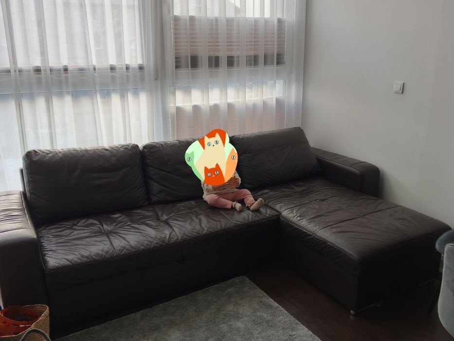 Narożnik skórzany z funkcją spania