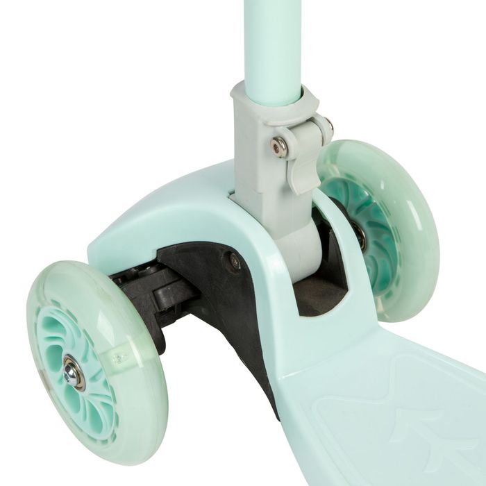 Seledynowa balansowa hulajnoga składana trójkołowa z kołami LED