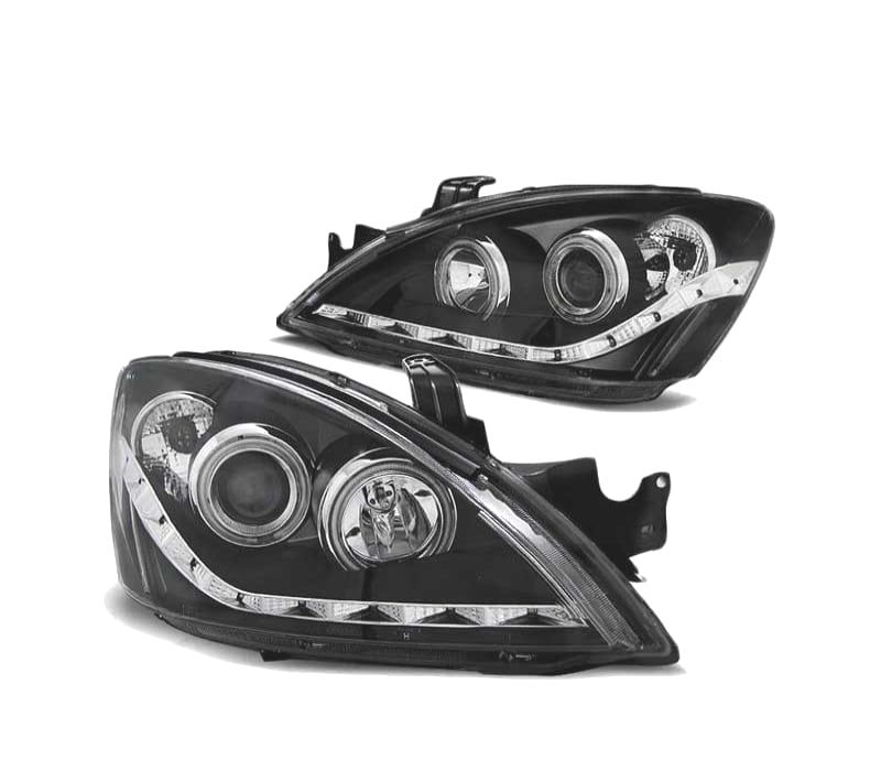 FARÓIS ANGEL EYES LED MITSUBISHI LANCER VII 04-07 PRETO