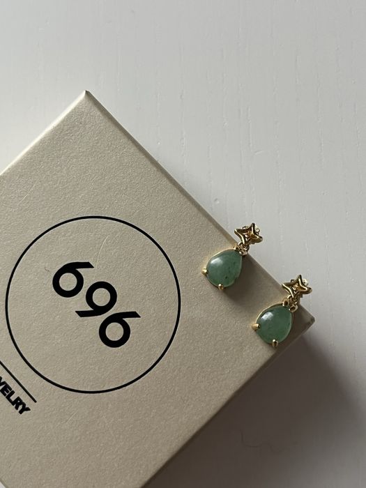 Kolczyki Star Duże Łezki z Awenturynem Gold 696 jeweler