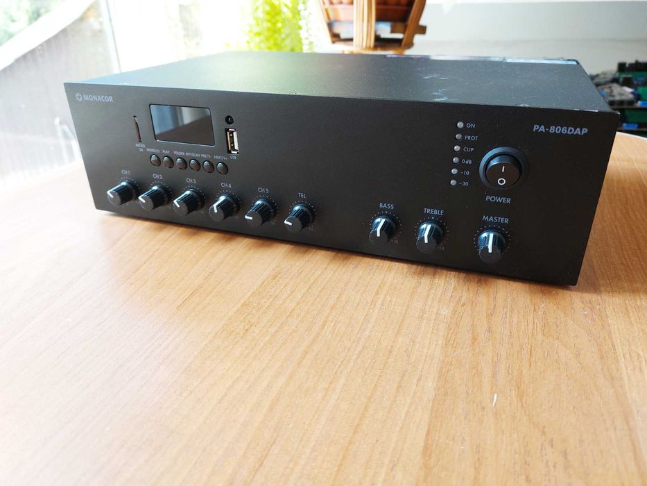 Cyfrowy wzmacniacz miksujący MONACOR PA-806DAP 60 W Mono