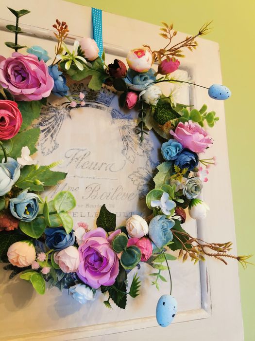 Wianek na drzwi # wiosenny wianek na drzwi # wesoły wianek # wiosna