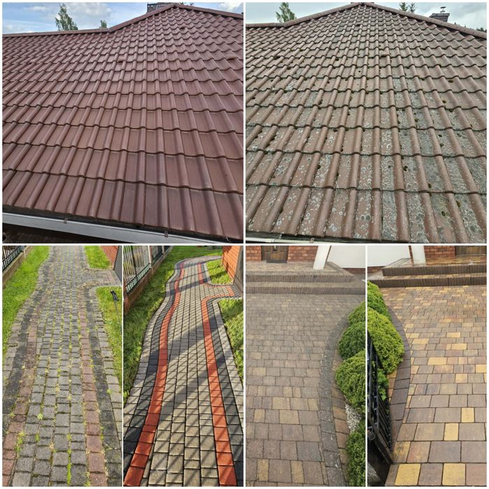 Mycie kostki brukowej, mycie dachów, mycie elewacji