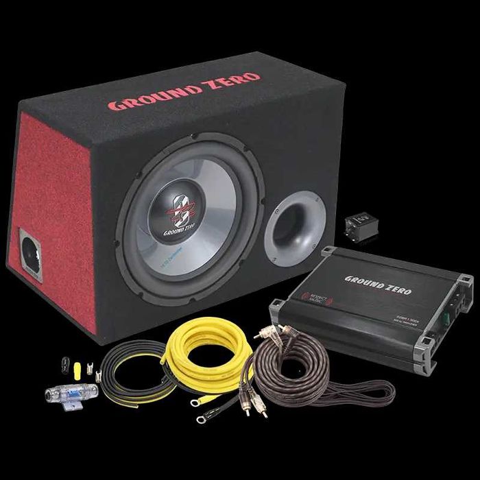 Skrzynia Basowa zestaw subwoofer + wzmacniacz GROUND ZERO IRIDIUM GZ BASS KIT 12.300X-II CONNECT 300MM/12" 300W EM-AUDIO Tomaszów Lub, dealer GZ !