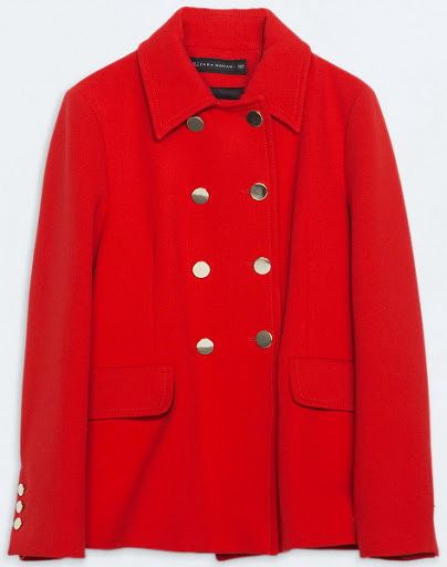 Casaco Vermelho Zara Botões Dourados