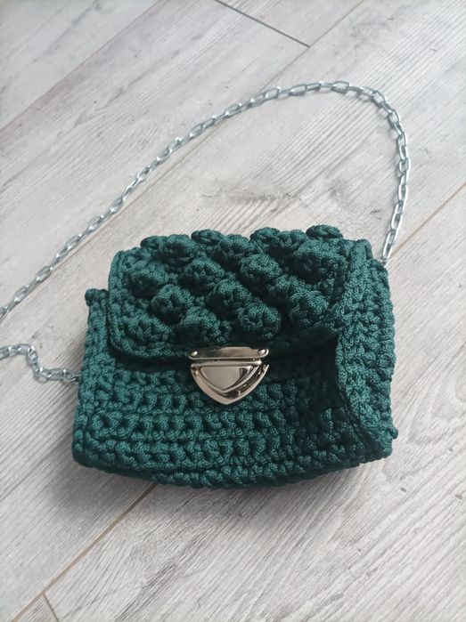 Torebka handmade butelkowa zieleń