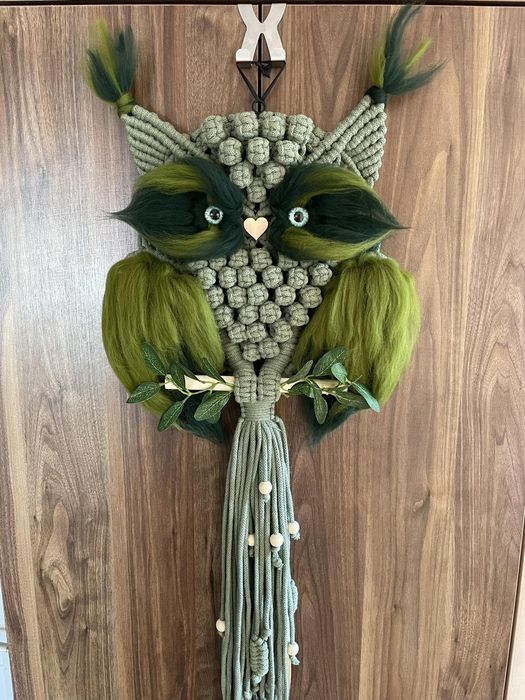 Sowa HandMade na obręczy 25cm