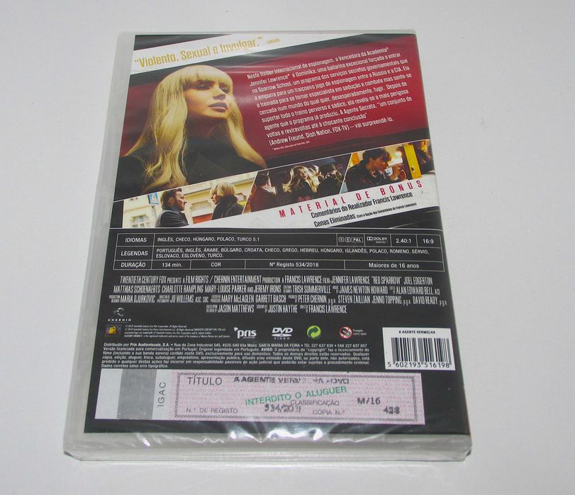 A Agente Vermelha / Red Sparrow - Filme DVD