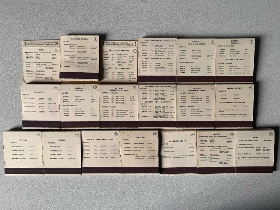 19 Carteiras de Fósforos Antigas - Desportos