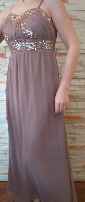 Letnia długa sukienka z cekinami r.36 suknia event balowa   W.Br.V.