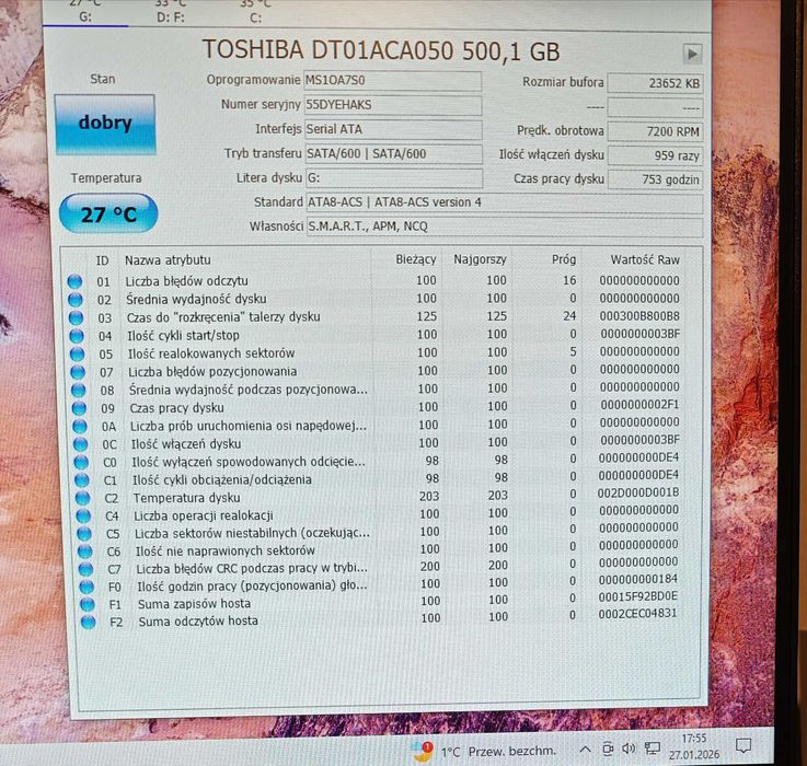 Dysk twardy Toshiba DT01ACA050 500GB SATA III 3,5"