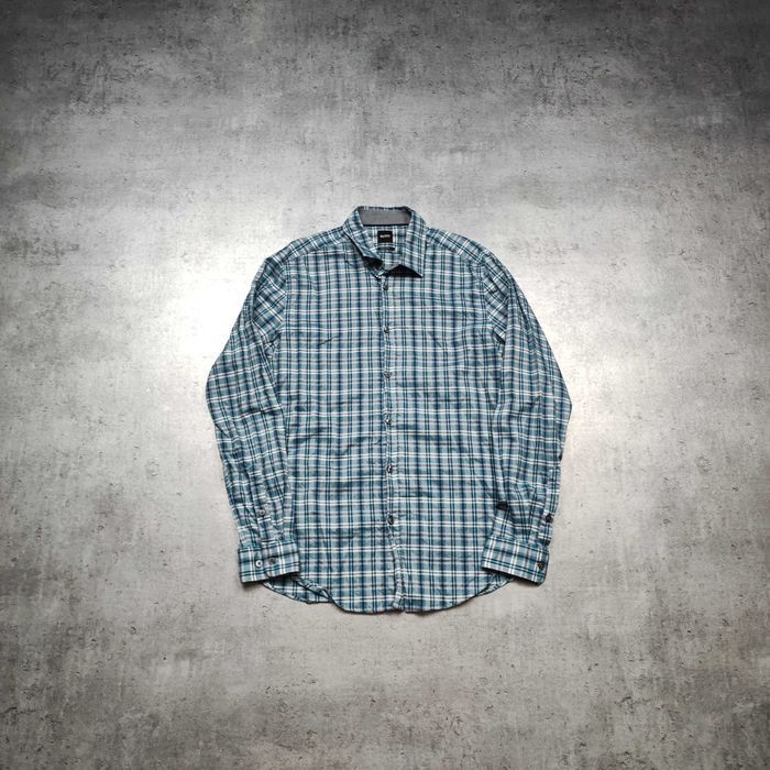 MĘSKA Elegancka PREMIUM Koszula Bawełna Kratka Hugo Boss Regular Logo