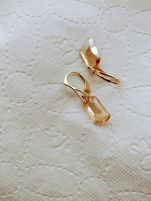 Kolczyki 3,3cm kryształki złote deard 18mm Swarovski