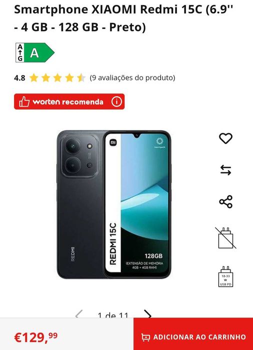 Smartphone XIAOMI Redmi 15C (6.9'' - 4 GB - 128 GB - Preto)