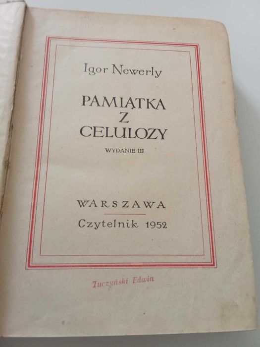 Pamiątka z Celulozy Igor Newerly