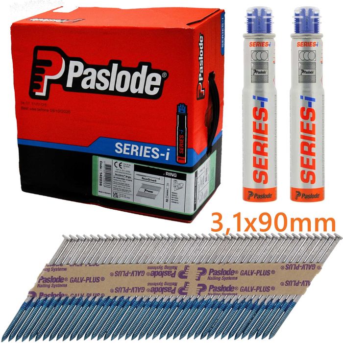 Gwoździe do gwoździarki pierścieniowe Paslode 3,1x90 2500 szt + 2x Gaz