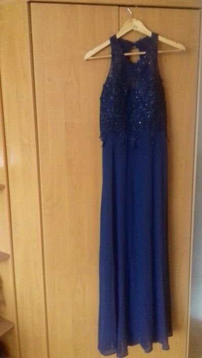 długa suknia L granatowa