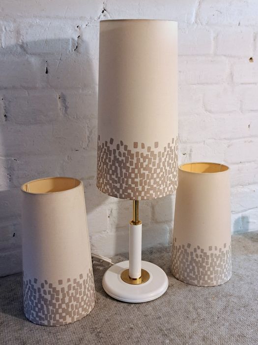 Lampa stołowa vintage retro mid-century + komplet abażurów (3 szt.)