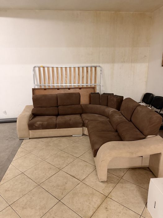 Sofa de 5 Pessoas bege e castanho