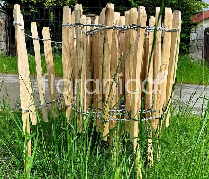 Płot ogrodowy, leszczynowy dł. 500cm z nóżką. Naturalne drewno. NOWY!