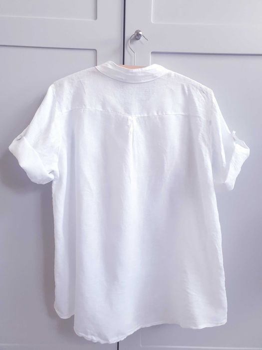 Biała haftowana lniana bluzka koszula 42