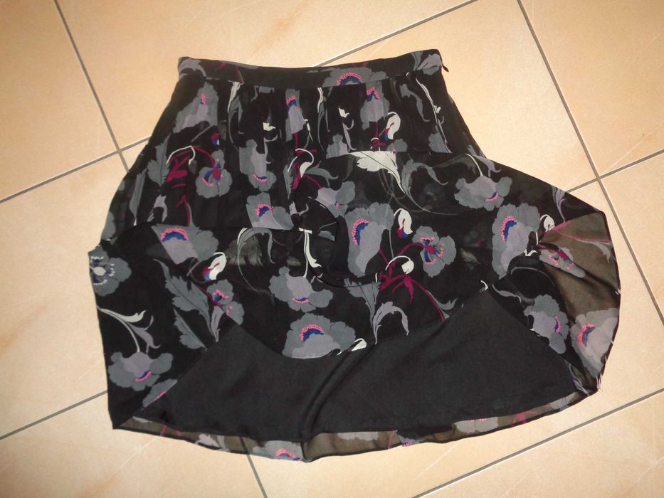 + DKNY oryg. jedwabna rozkloszowana spódnica spódniczka SILK jedwab