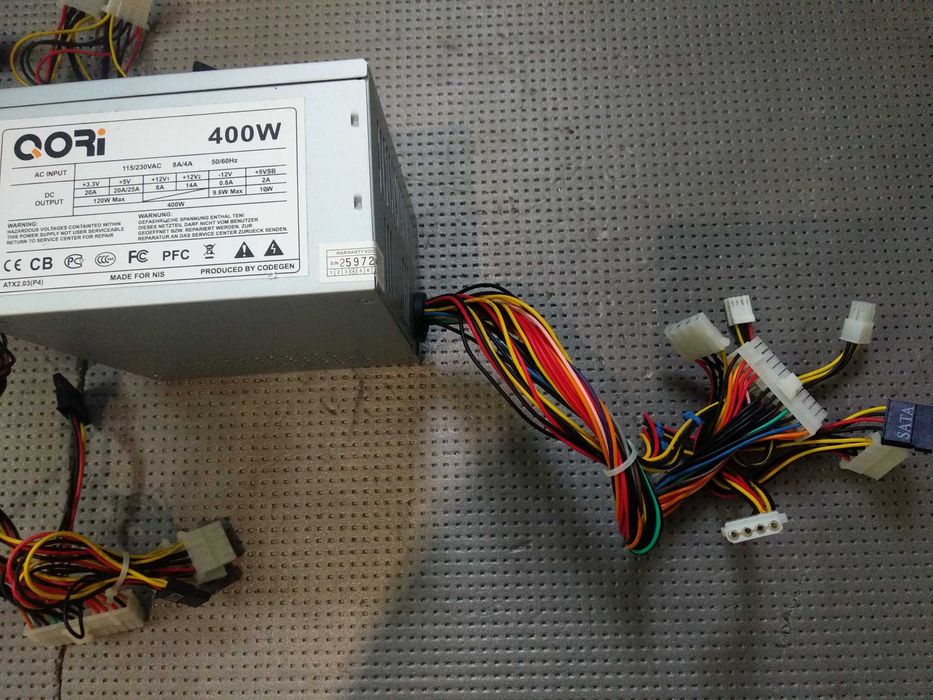 робочий БЛОК ЖИВЛЕННЯ QORI 400W-450W 120 мм кулер 20+4pin 3 шт SATA
