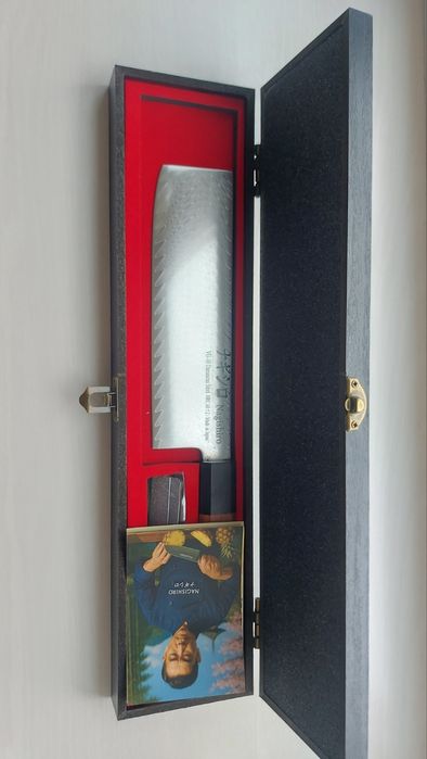 Японский кухонный нож Наикири VG10, ручка из дерева,  67 слоёв, подаро