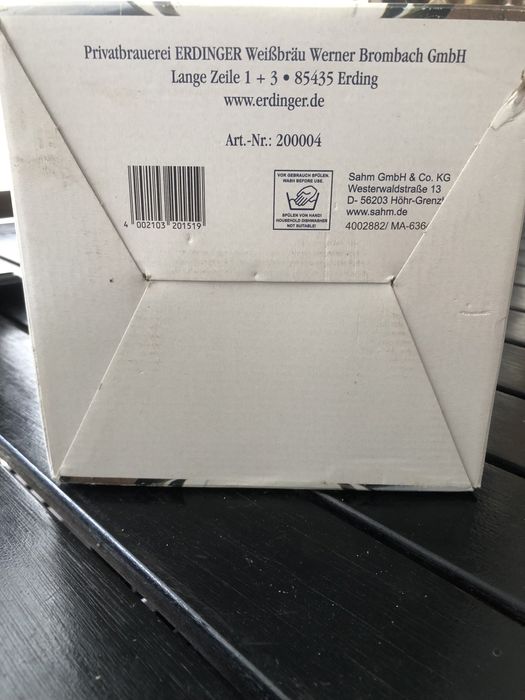 Copo Cerveja Erdinger / Exclusiv - Glas 3,0L   (Novo com caixa)
