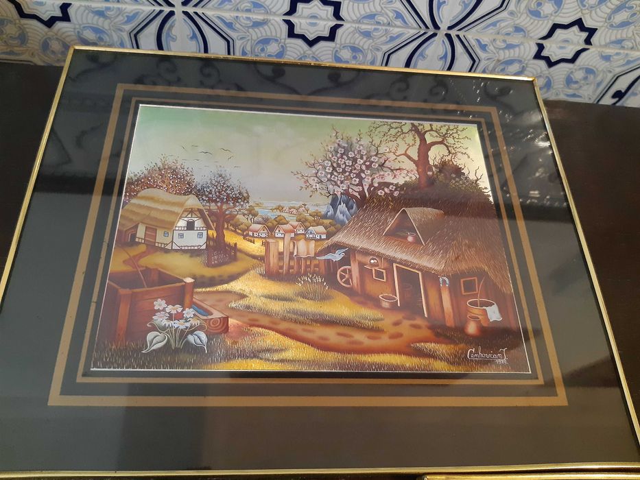 Conjunto 2 quadros 30×25cm, vintage, excelente estado