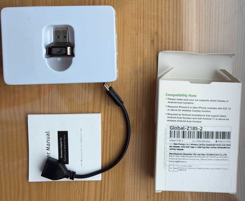 Adapter bezprzewodowy Pionray CarPlay i Android Auto USB-C USB-A