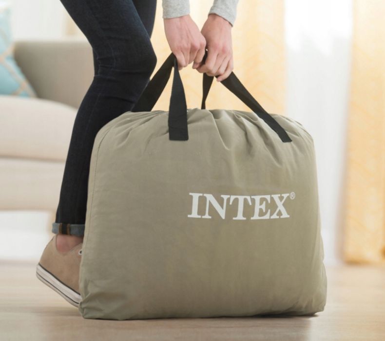 Materac Intex Dmuchany Wbudowana Pompka Mocny 203x152 cm Duży