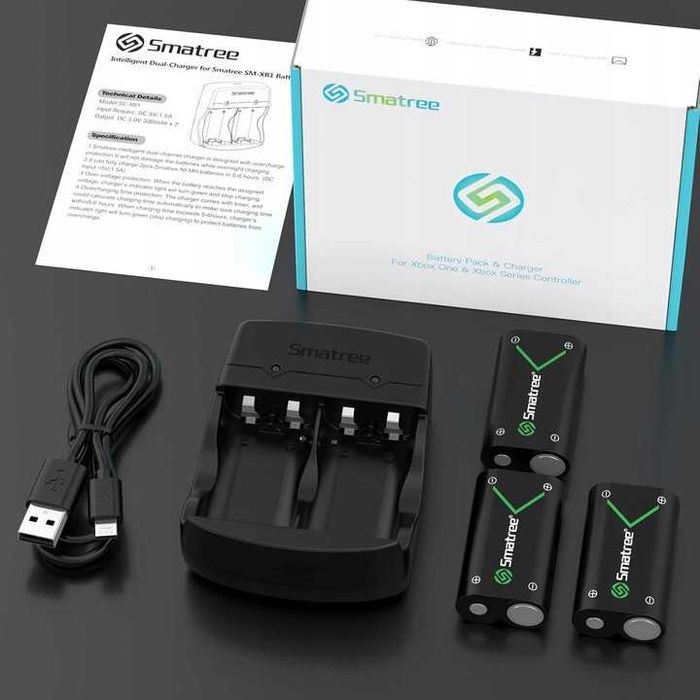 3x akumulator 2600mah + ładowarka pada xbox series x/s/x one