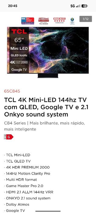 Smart tv TCL C845  55"