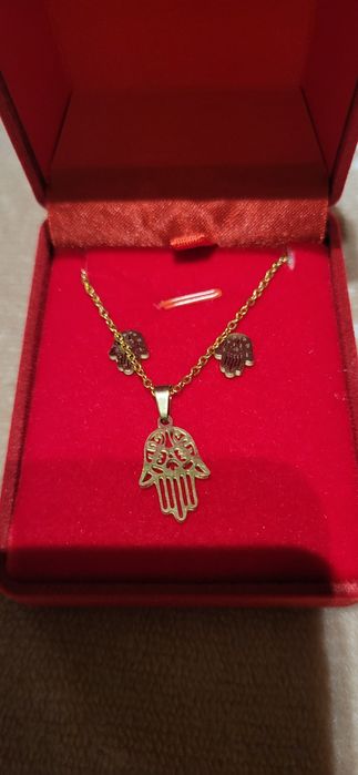 Colar e brincos aço dourado