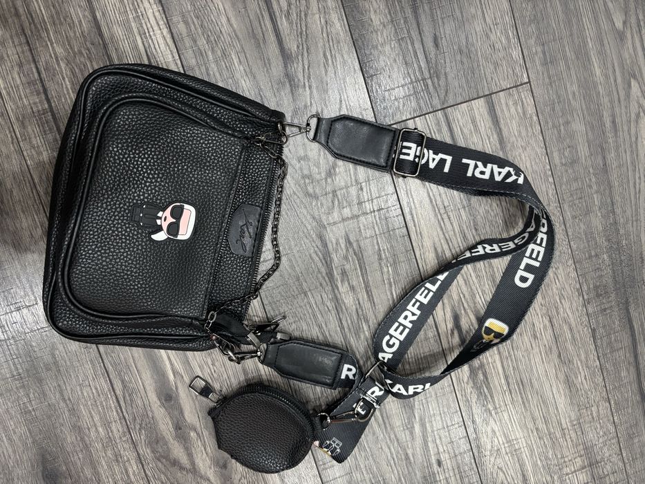 Czarna idealna elegancka torebka na grubym pasku