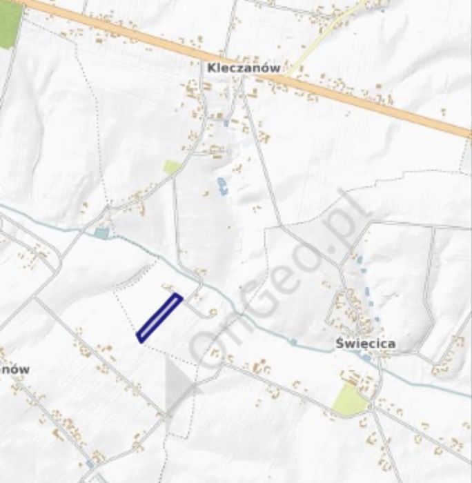 Działka 1,40 ha, nr 420, Kleczanów, gmina Obrazów: zaorana, równa, asfalt