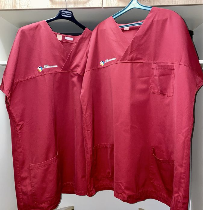 Червона медична кофта для чоловіків з коротким рукавом