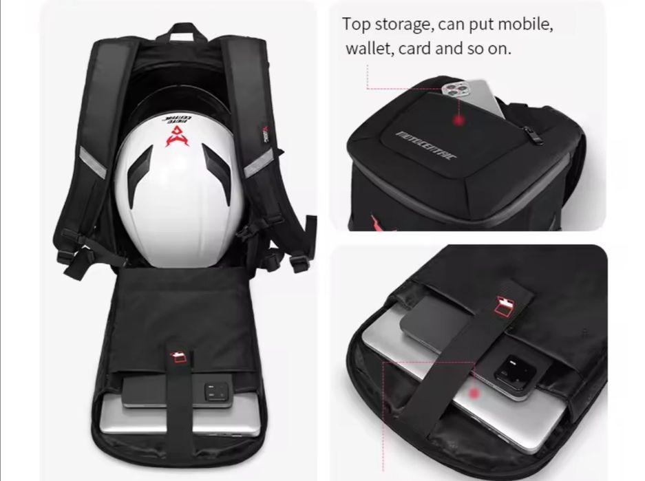 Моторюкзак Motocentric для шолому, великий мото наплічник чорний