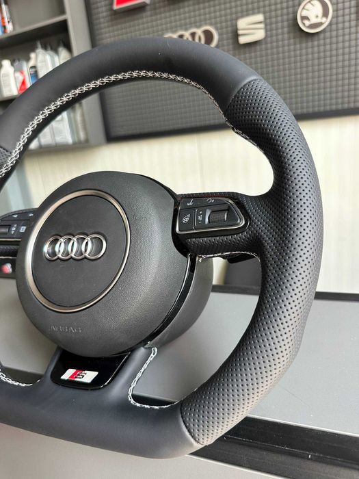 Кермо Audi S-Line Flat Bottom 2008–2016 | Перфорована шкіра | Підігрів | Нове
