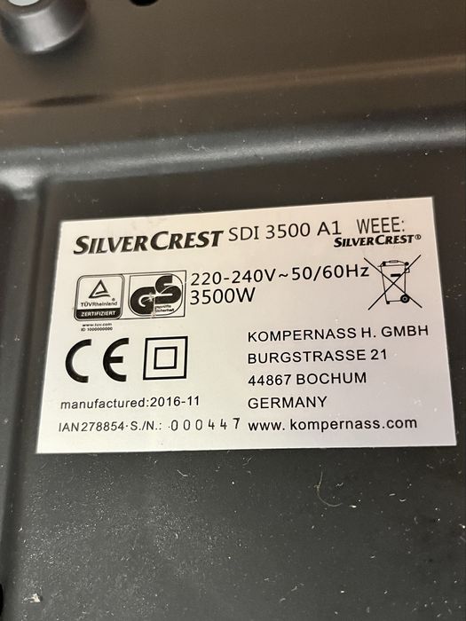 Sprzedam plyta indukcyjna Silver Crest dwupalnikowa