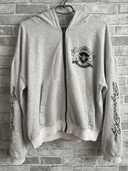 Project Kogu light grey (white black) zip up hoodie