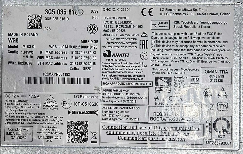 Продам MIB3 MOI3 Discover PRO 3G5035816D.