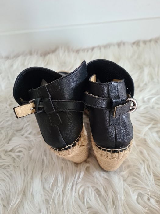 Cream 38 23,5cm skórzane sandały espadryle na koturnie skóra naturalna