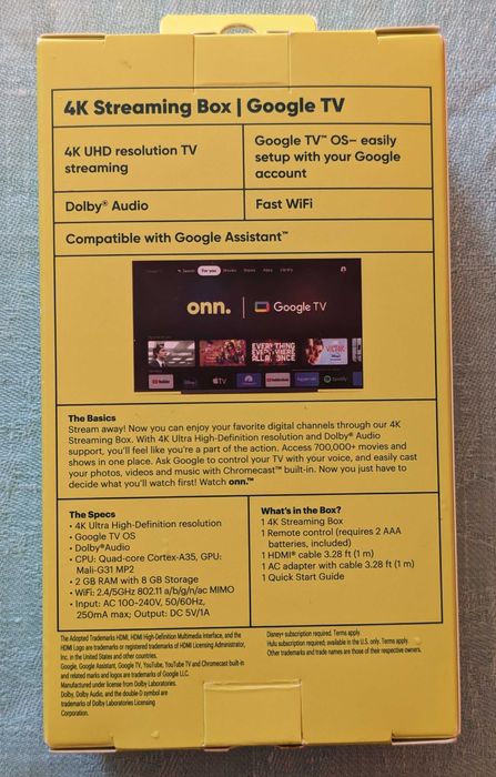 Onn TV Box 4K с Google TV. НОВЫЙ. ВНИМАНИЕ!